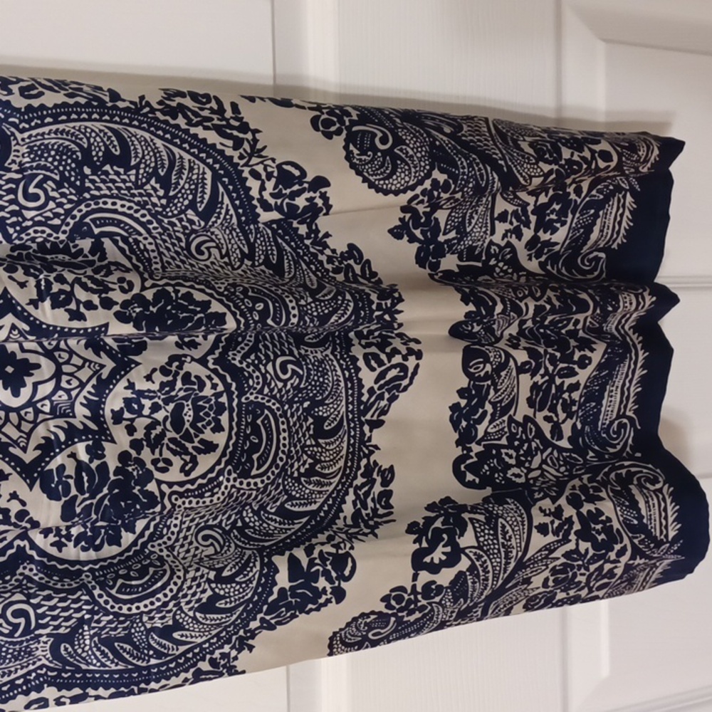 E C I sz 14 Silk, Asian Flare, Navy and Cream Midi Dress. Luxury, Wedding Guest. - Picture 6 of 11